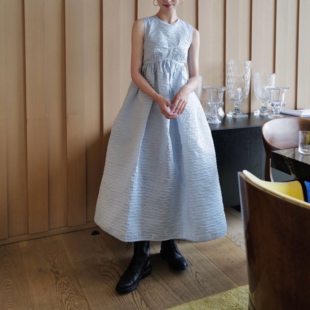 CECILIE BAHNSEN Soleil matelassé midi dress uk10, us6